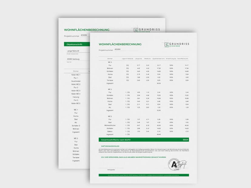 Wohnflächenberechnung Beispiel